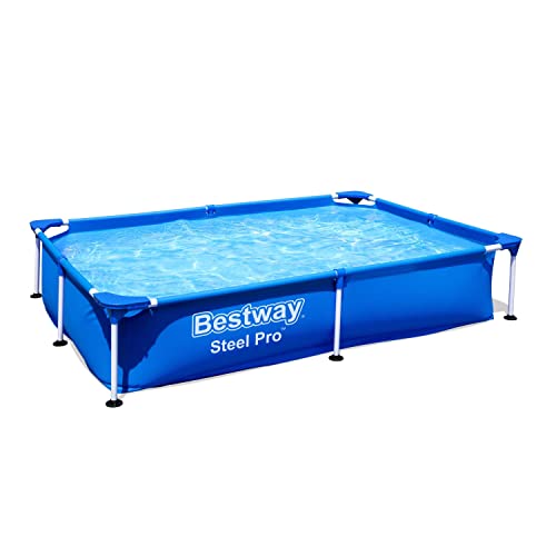Bestway Steel Pro Frame Pool ohne Pumpe 221 x 150 x 43 cm, blau, eckig